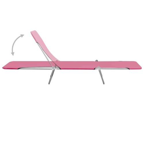 Foldbare liggestole 2 stk. stål og stof pink