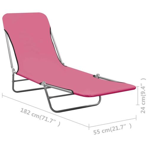 Foldbare liggestole 2 stk. stål og stof pink