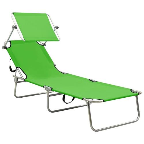 Foldbar liggestol med baldakin aluminium grøn