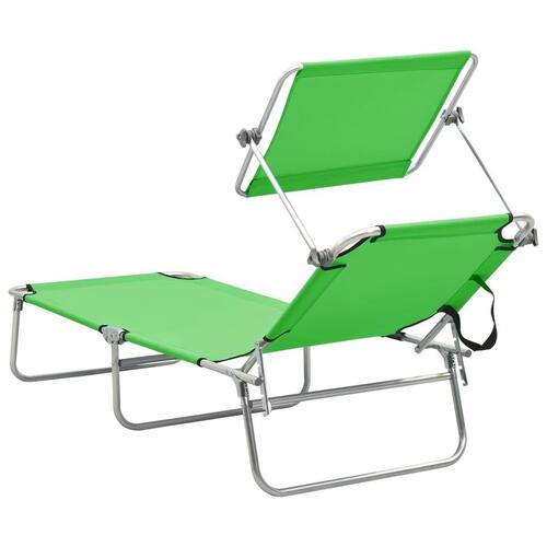 Foldbar liggestol med baldakin aluminium grøn