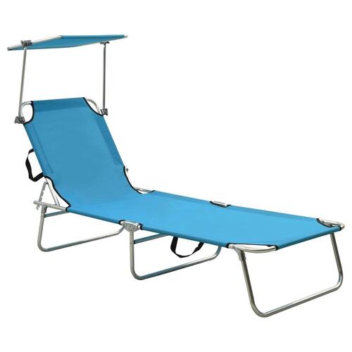 Foldbar liggestol med baldakin aluminium blå