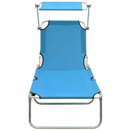 Foldbar liggestol med baldakin aluminium blå