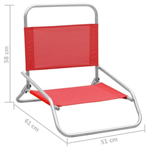 Foldbare strandstole 2 stk. stof rød