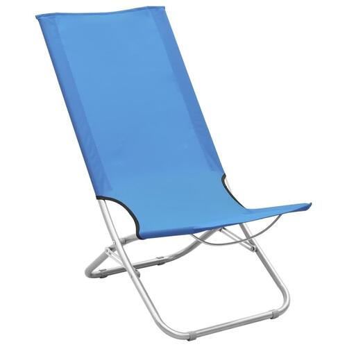Foldbare strandstole 2 stk. stof blå