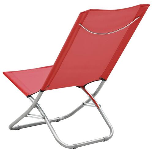 Foldbare strandstole 2 stk. stof rød