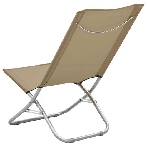 Foldbare strandstole 2 stk. stof gråbrun