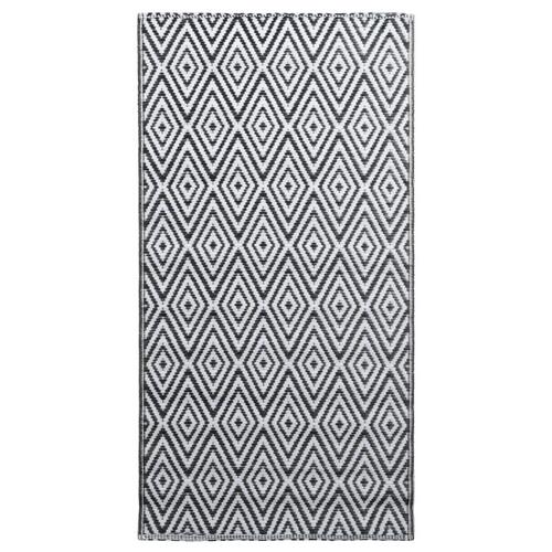 Udendørstæppe 120x180 cm PP hvid og sort