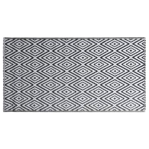 Udendørstæppe 120x180 cm PP hvid og sort