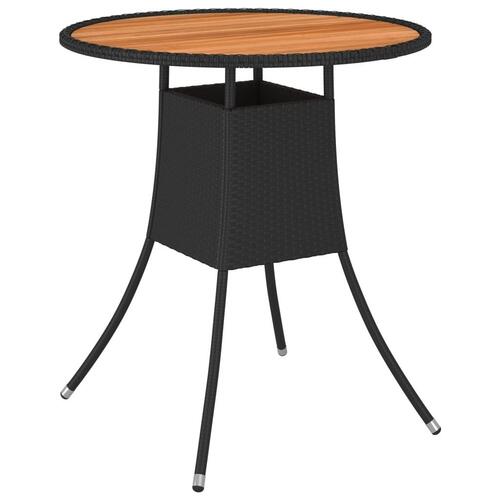Spisebord til haven Ø70 cm polyrattan og massivt akacietræ sort