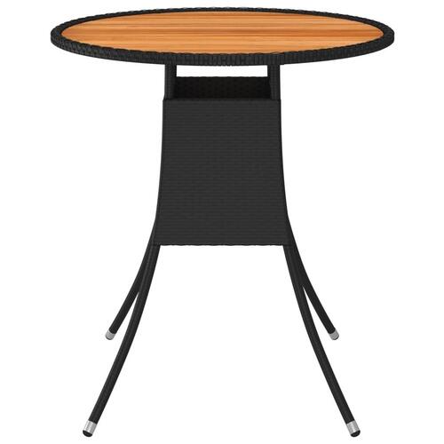 Spisebord til haven Ø70 cm polyrattan og massivt akacietræ sort