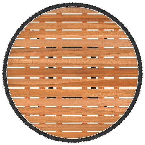 Spisebord til haven Ø70 cm polyrattan og massivt akacietræ sort