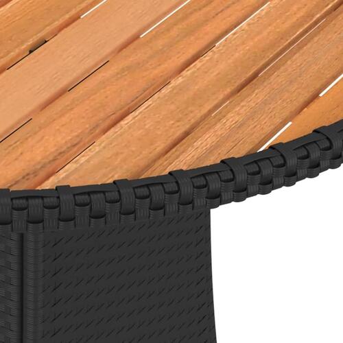 Spisebord til haven Ø70 cm polyrattan og massivt akacietræ sort
