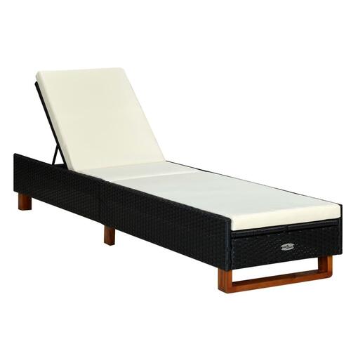 Solseng med hynde polyrattan sort