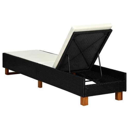 Solseng med hynde polyrattan sort