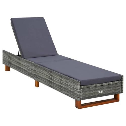 Liggestol med hynde polyrattan grå