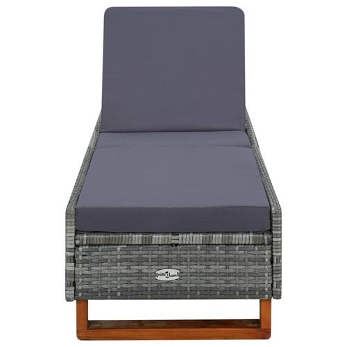 Liggestol med hynde polyrattan grå