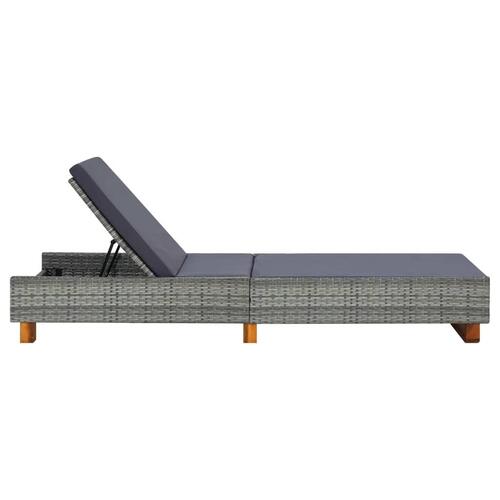 Liggestol med hynde polyrattan grå
