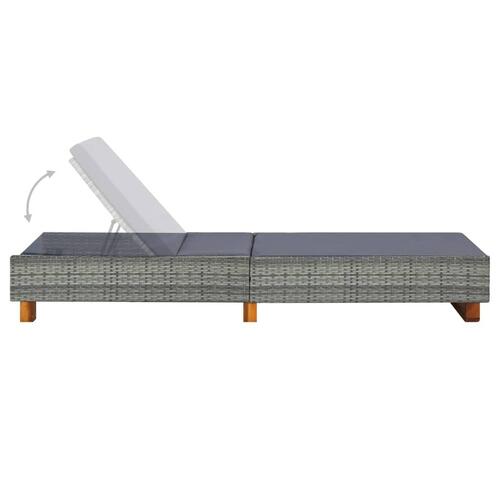 Liggestol med hynde polyrattan grå