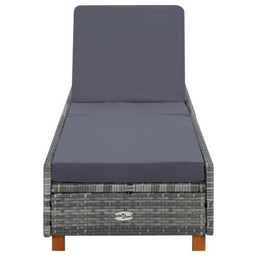 Liggestol med hynde polyrattan grå