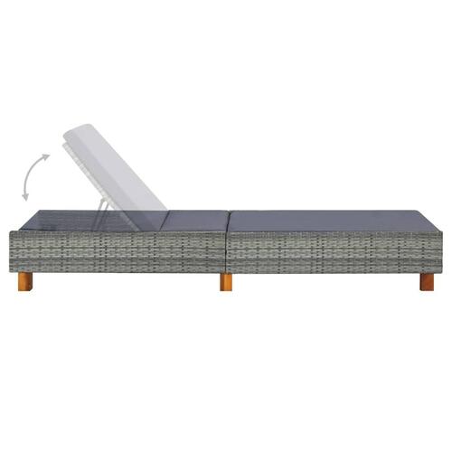 Liggestol med hynde polyrattan grå