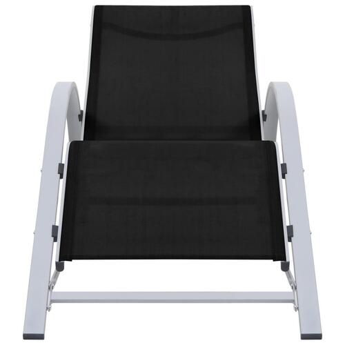Liggestole 2 stk. med bord aluminium sort