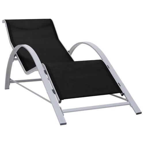 Liggestole 2 stk. med bord aluminium sort