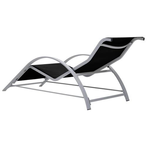 Liggestole 2 stk. med bord aluminium sort