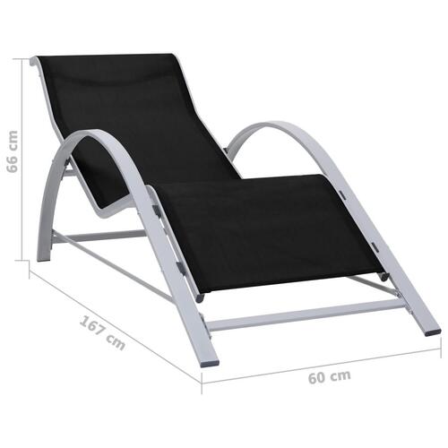 Liggestole 2 stk. med bord aluminium sort