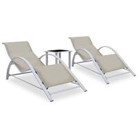 Liggestole 2 stk. med bord aluminium cremefarvet