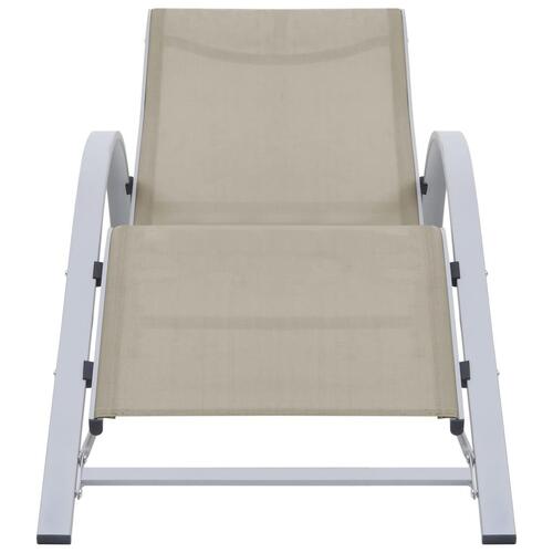 Liggestole 2 stk. med bord aluminium cremefarvet