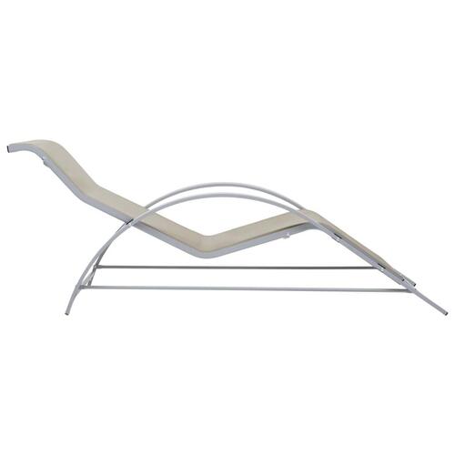 Liggestole 2 stk. med bord aluminium cremefarvet