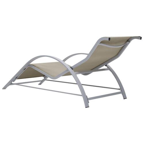 Liggestole 2 stk. med bord aluminium cremefarvet