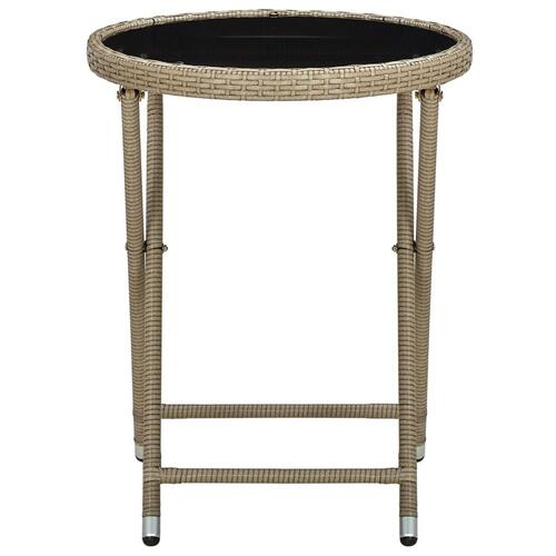 Tebord 60 cm polyrattan og hærdet glas beige