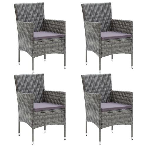 Havestole 4 stk. polyrattan grå