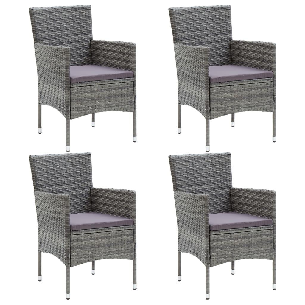 Havestole 4 stk. polyrattan grå