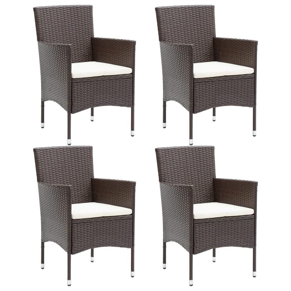 Spisebordsstole til haven 4 stk. polyrattan brun