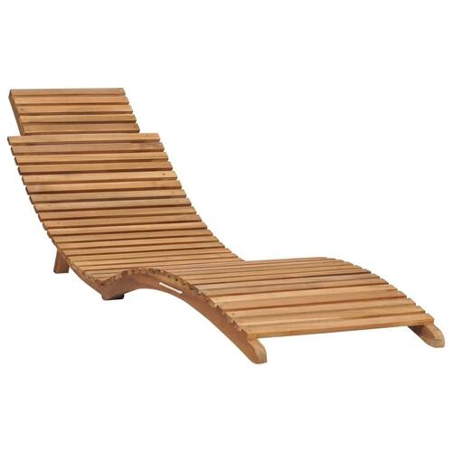 Foldbar liggestol med bord massivt teaktræ