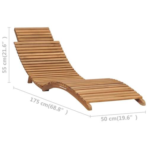Foldbar liggestol med bord massivt teaktræ