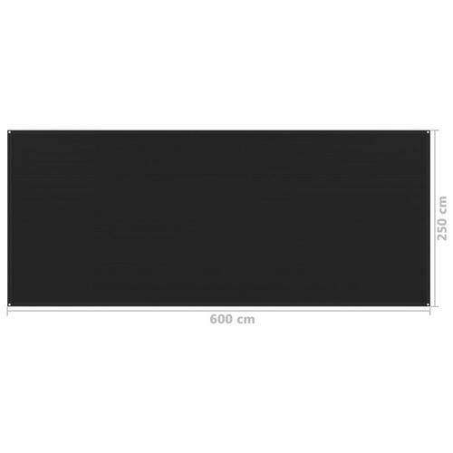 Telttæppe 250x600 cm sort