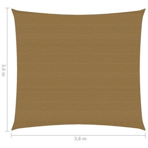 Solsejl 3,6x3,6 m 160 g/m² HDPE gråbrun
