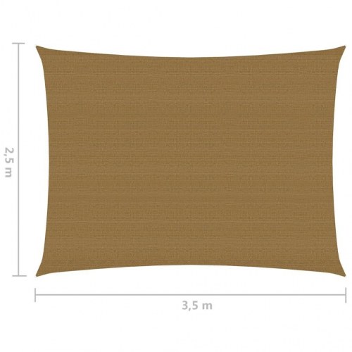 Solsejl 2,5 × 3,5 m - HDPE 160 g/m², gråbrun, rektangulært