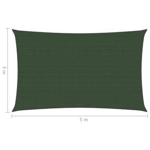 Solsejl 3x5 m 160 g/m² HDPE mørkegrøn