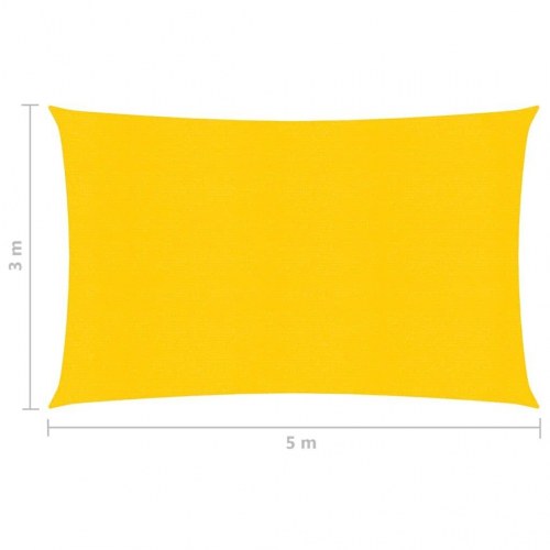 Solsejl 3 × 5 m - HDPE 160 g/m², gul rektangulær