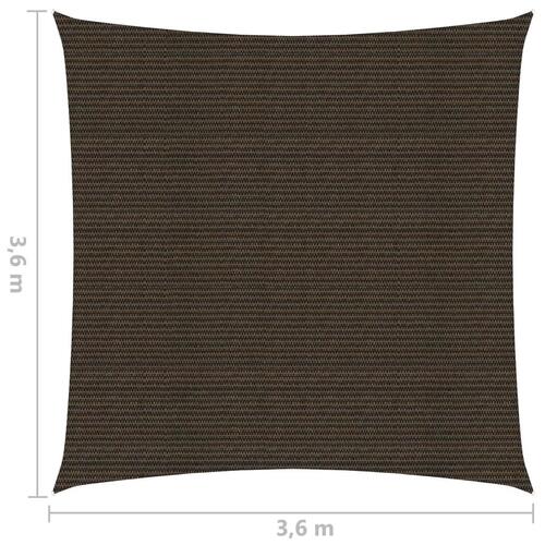 Solsejl 3,6x3,6 m 160 g/m² HDPE brun