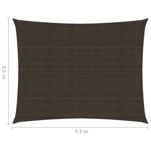 Solsejl 160 g/m² 3,5x4,5 m HDPE brun