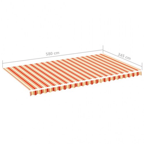 Udskiftningsdug til markise 6 × 3,5 m - gul og orange stribet