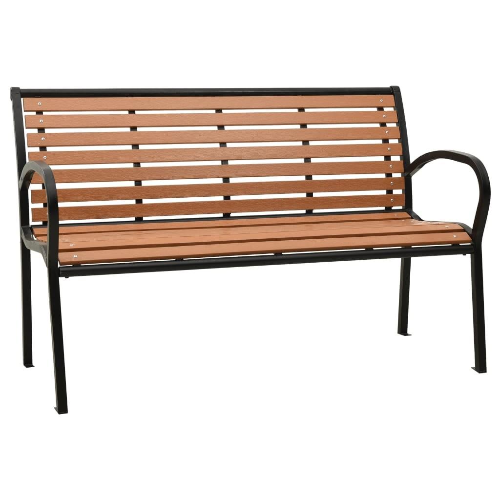 Havebænk 125 cm stål og WPC sort og brun