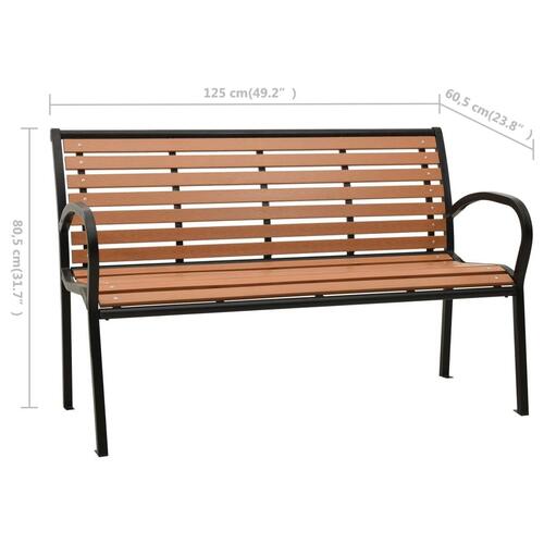 Havebænk 125 cm stål og WPC sort og brun