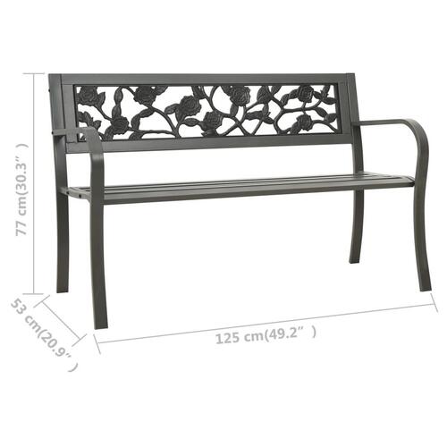 Havebænk 125 cm stål grå