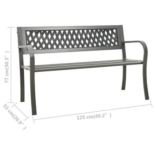 Havebænk 125 cm stål grå
